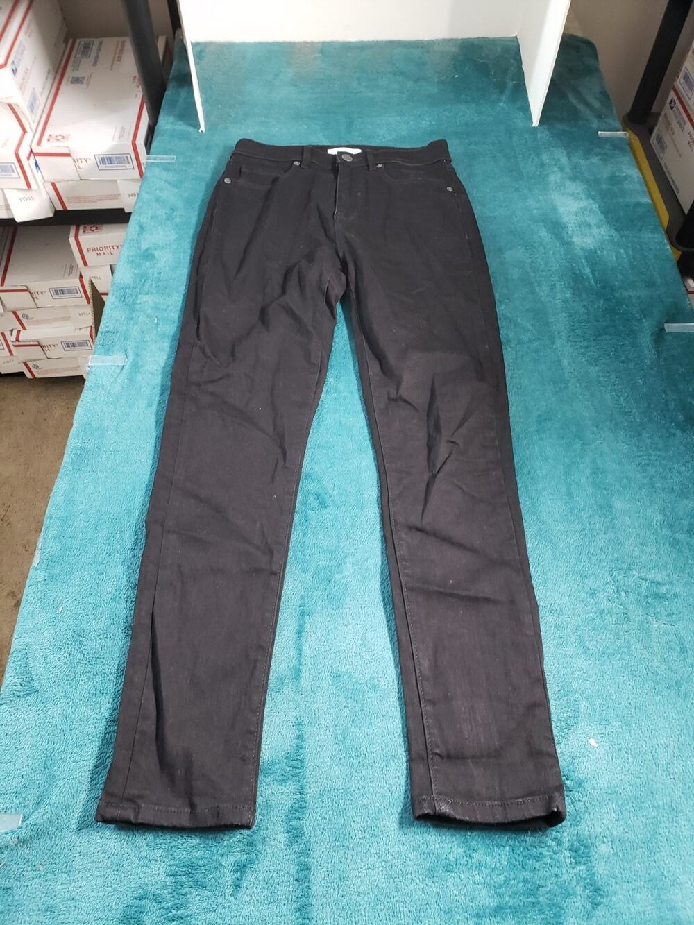 Loft Jeans Size 0 Women Black Pants Denim Stretch Dark Mid Rise The Skinny
